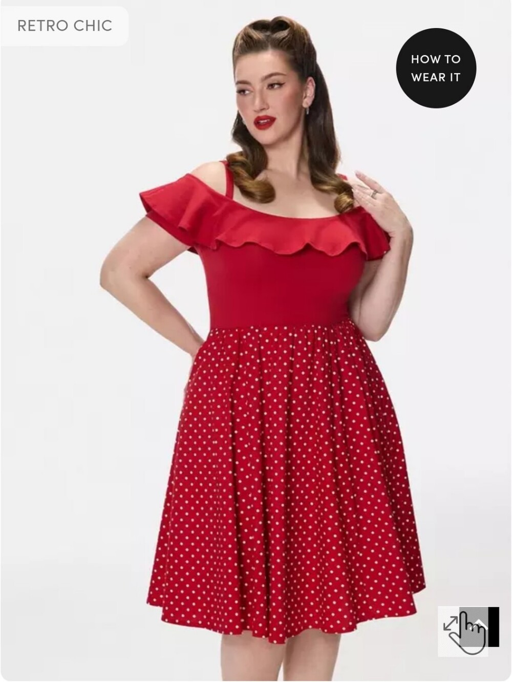 New Torrid Sz 2X(18/20) Retro Chic Cold Shoulder Midi Dress-Red w/Wht Polka Dots